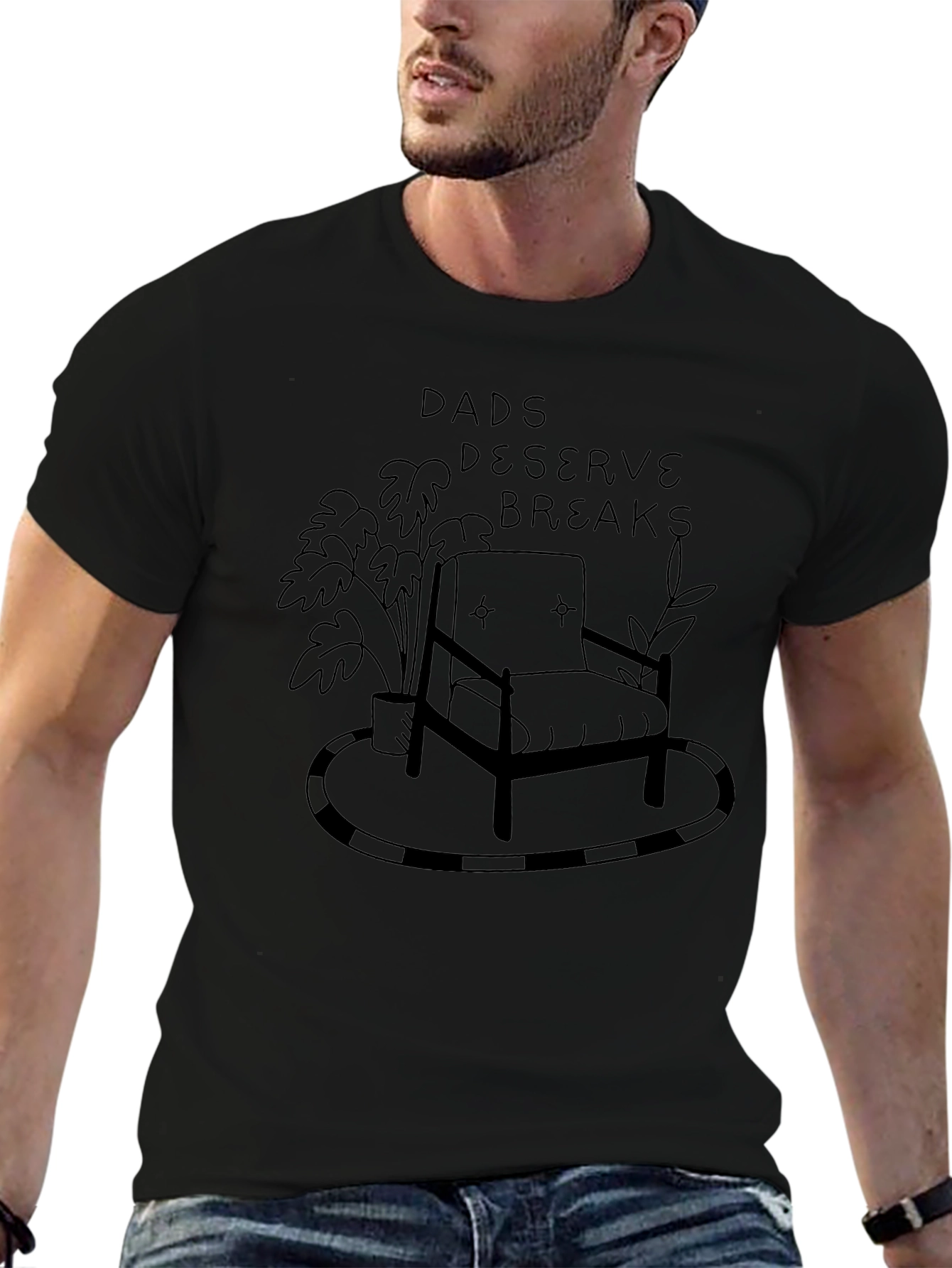 Dads Deserve Breaks Graphic Tee - Relax in Style
