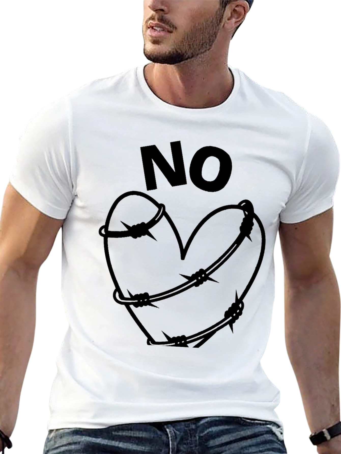 No Love Graphic T-Shirt - Heart Barbed Wire Design