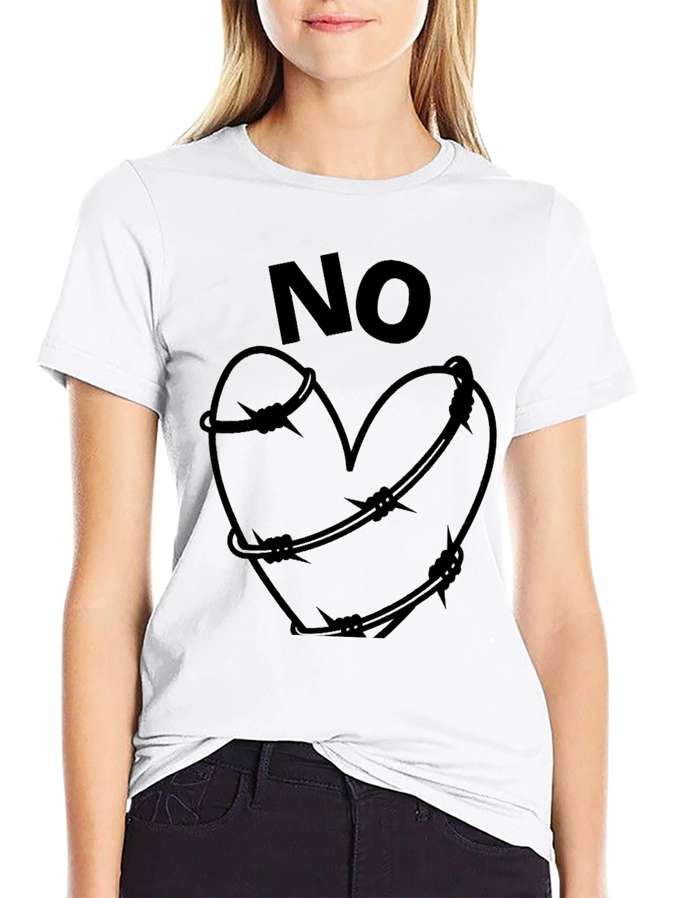 No Love Graphic T-Shirt - Heart Barbed Wire Design