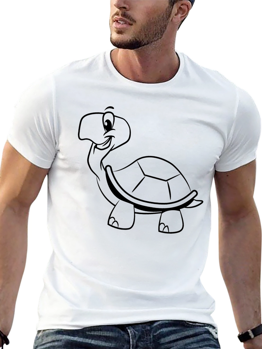 Cartoon Turtle Graphic Tee - Black Casual Wear