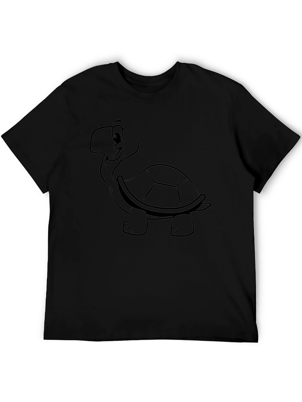 Cartoon Turtle Graphic Tee - Black Casual Wear