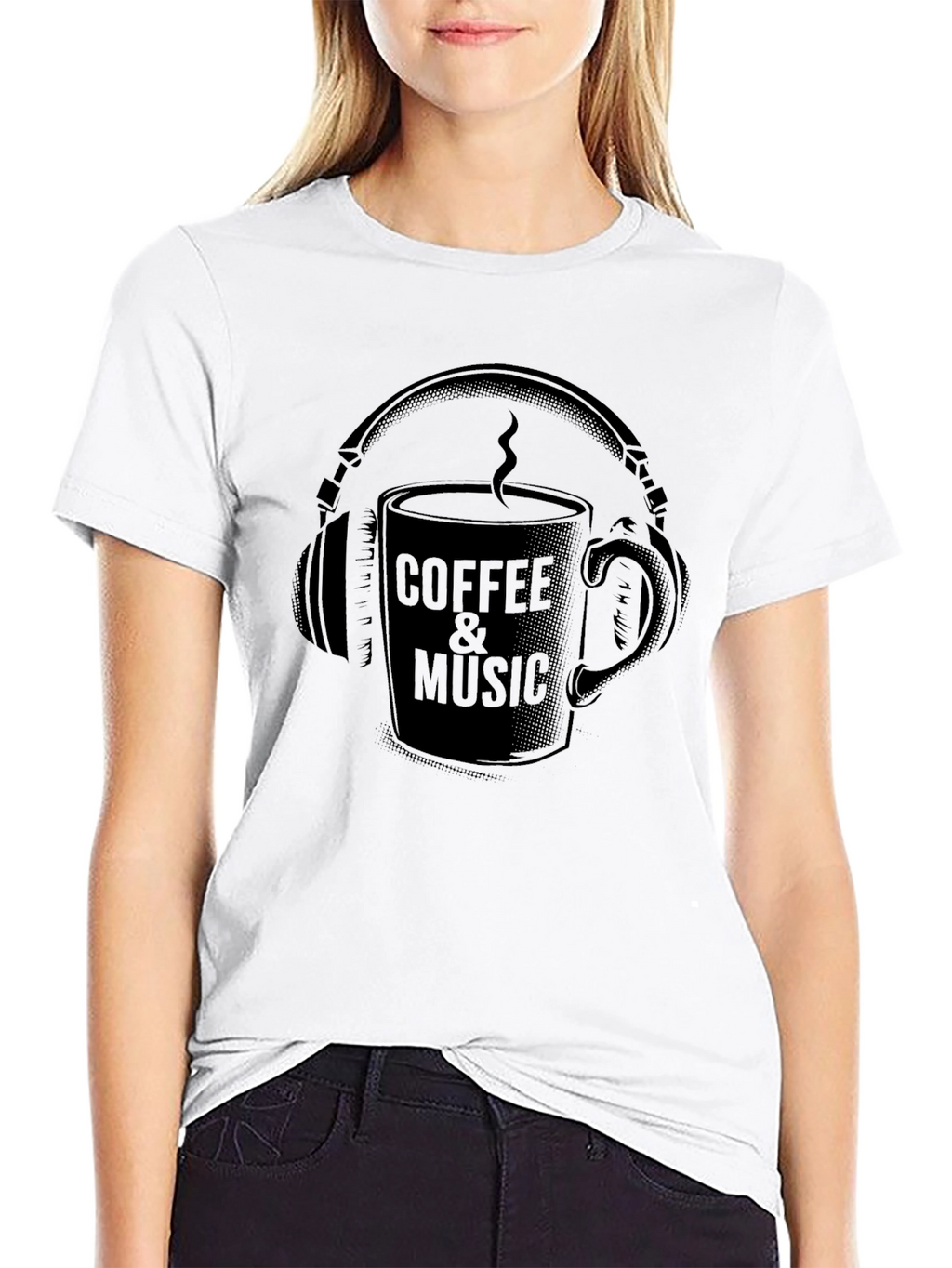 Coffee & Music Graphic Tee - Cool Black T-Shirt