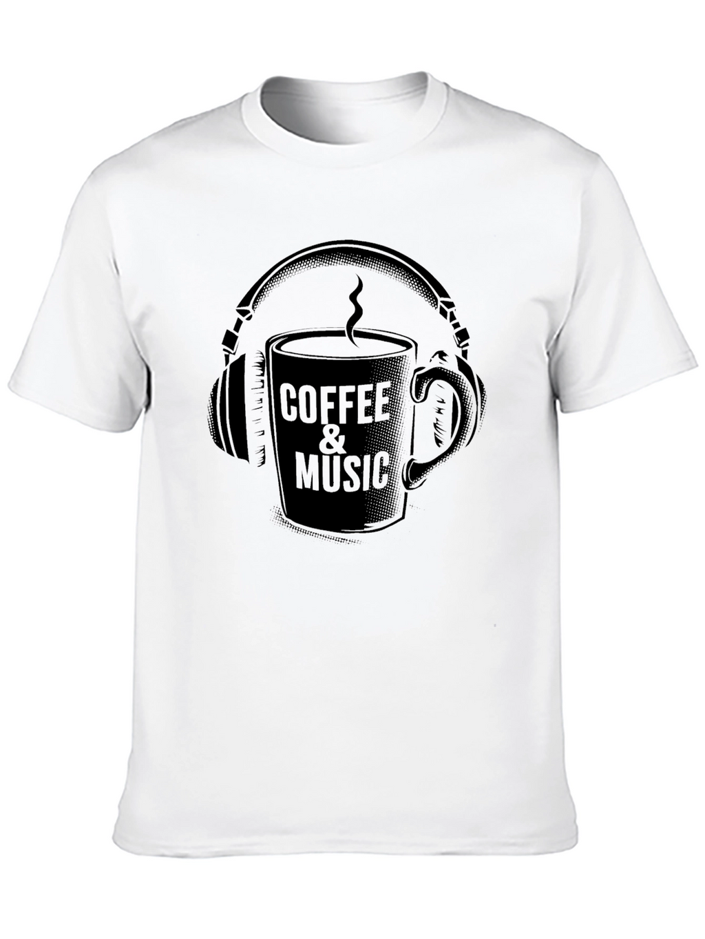 Coffee & Music Graphic Tee - Cool Black T-Shirt
