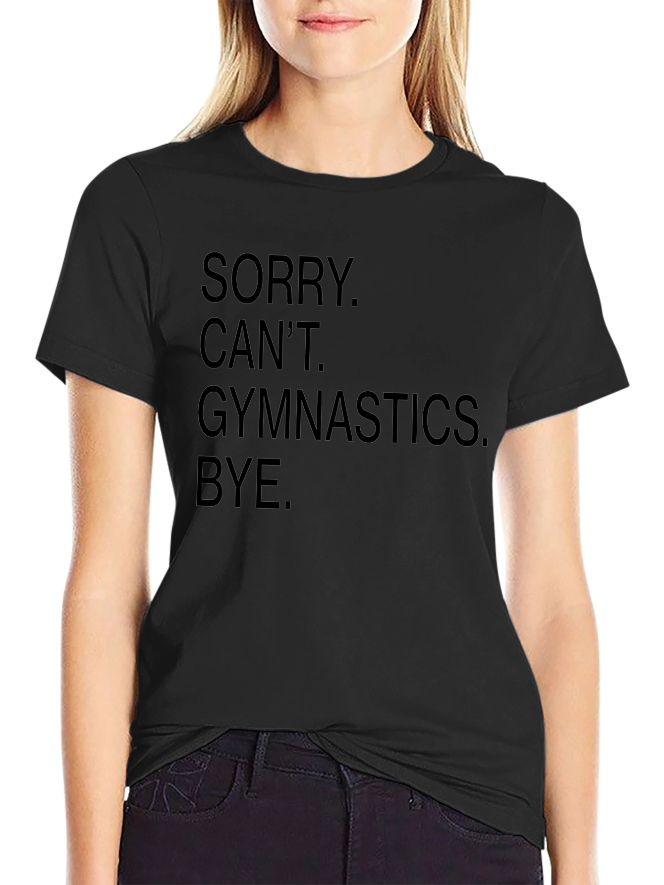 Sorry Cant Gymnastics Black Graphic Tee