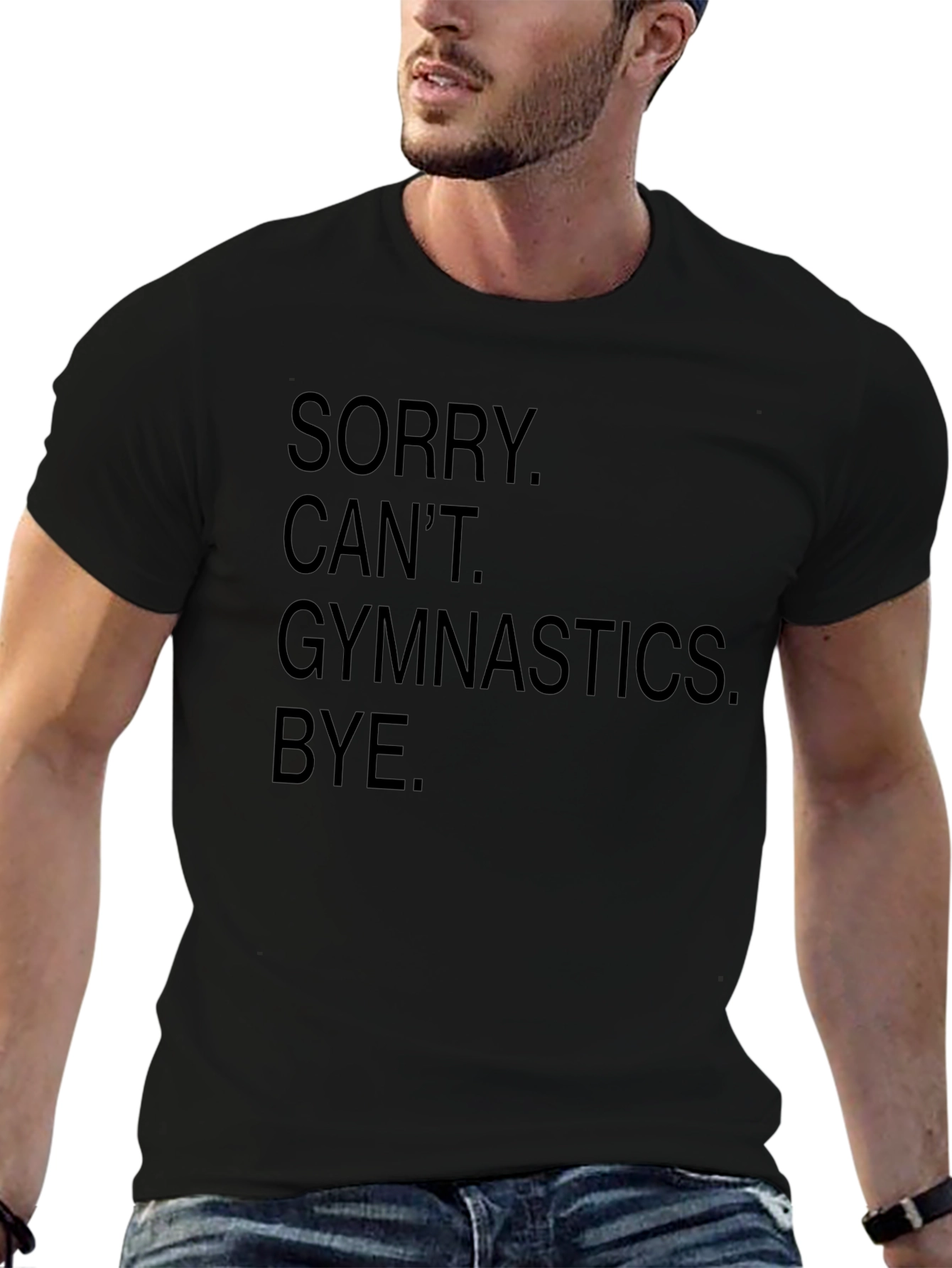 Sorry Cant Gymnastics Black Graphic Tee