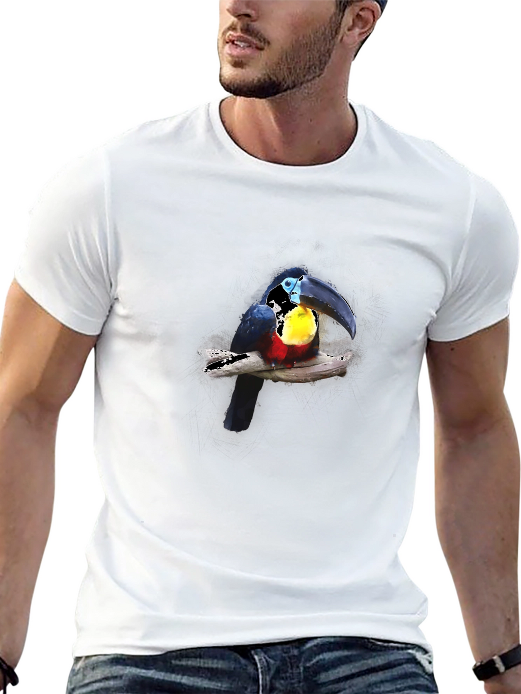 Toucan Print Black T-Shirt