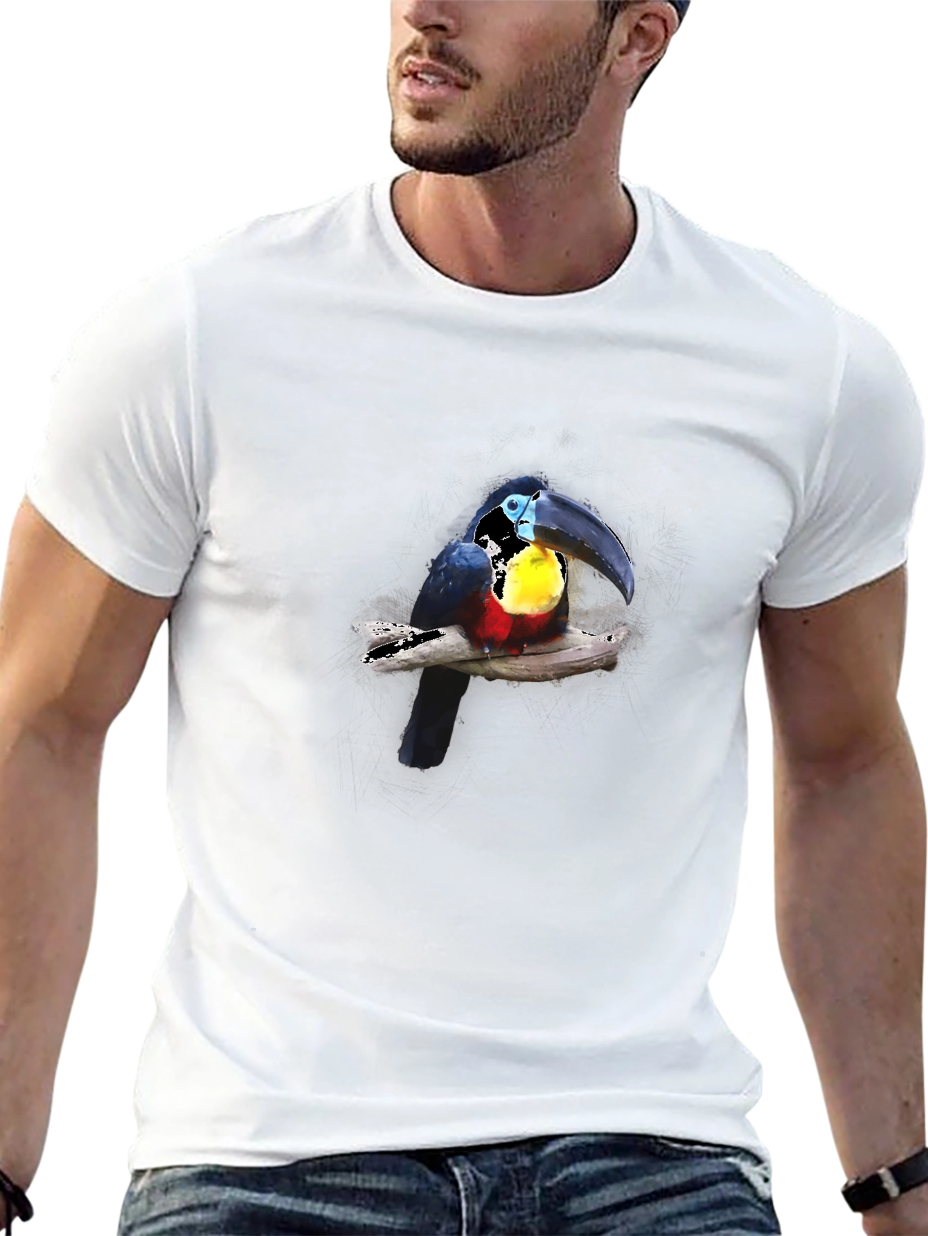 Toucan Print Black T-Shirt