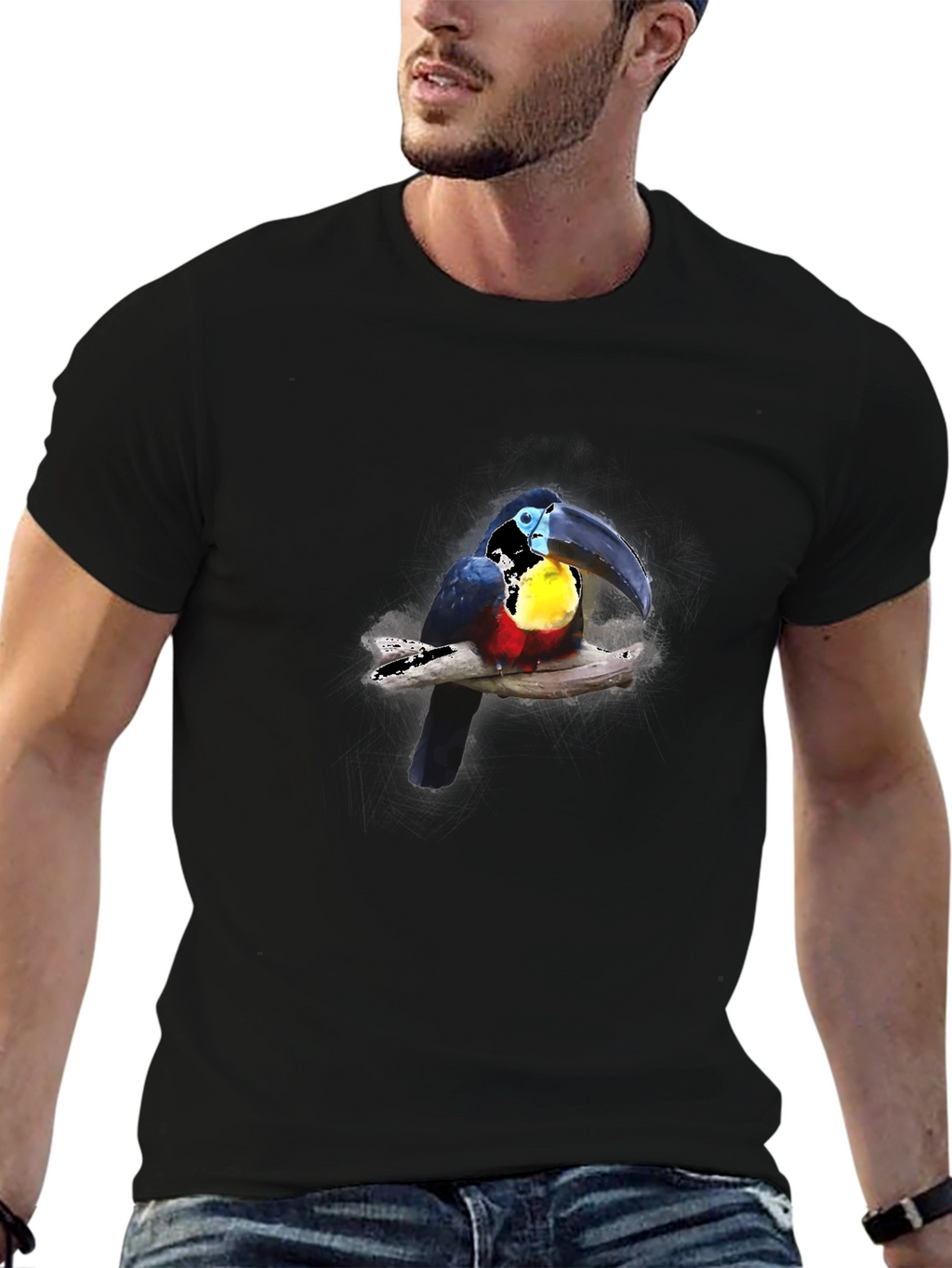 Toucan Print Black T-Shirt