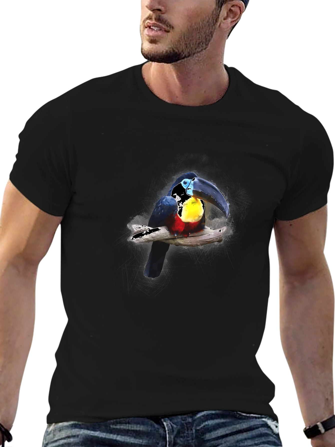 Toucan Print Black T-Shirt