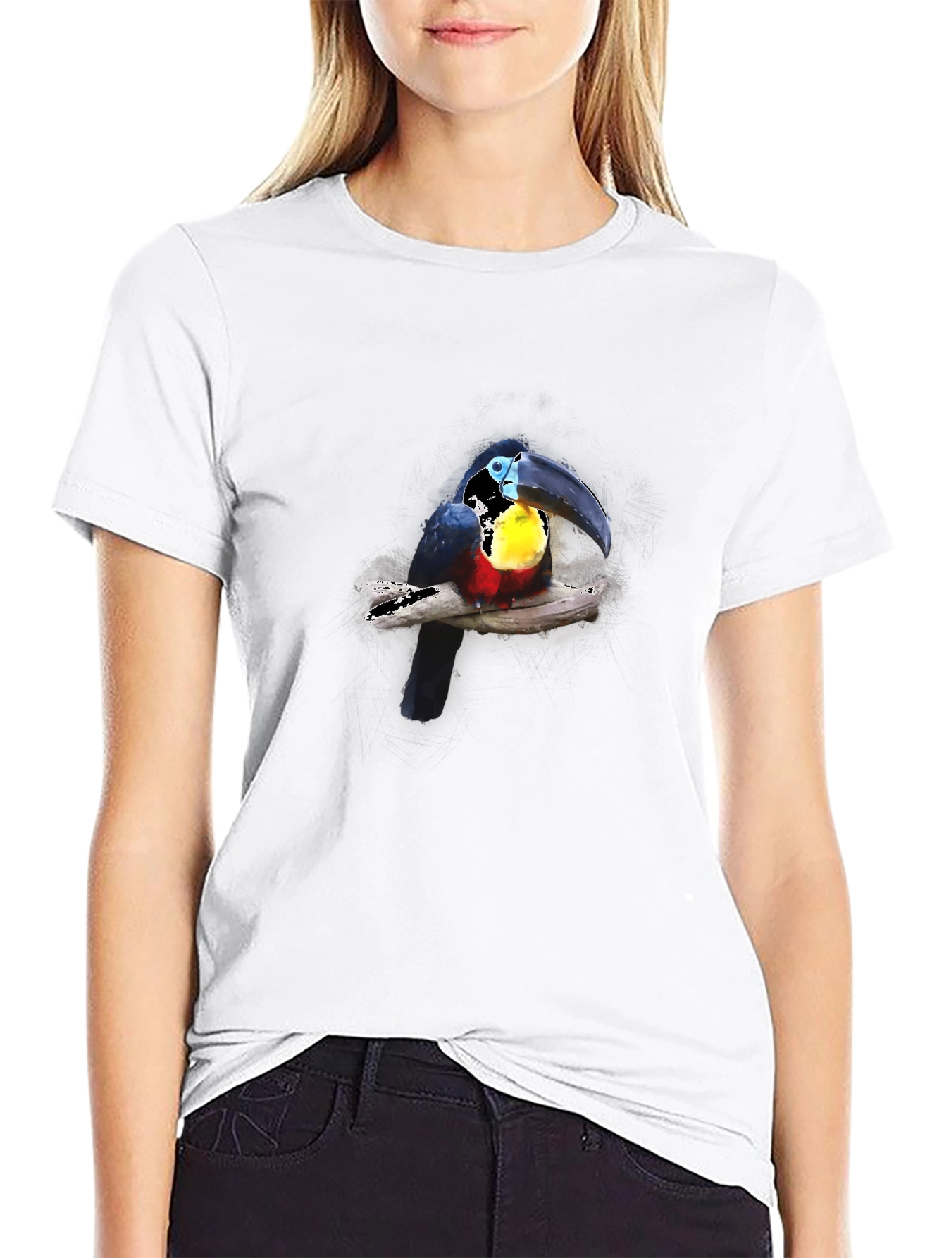 Toucan Print Black T-Shirt
