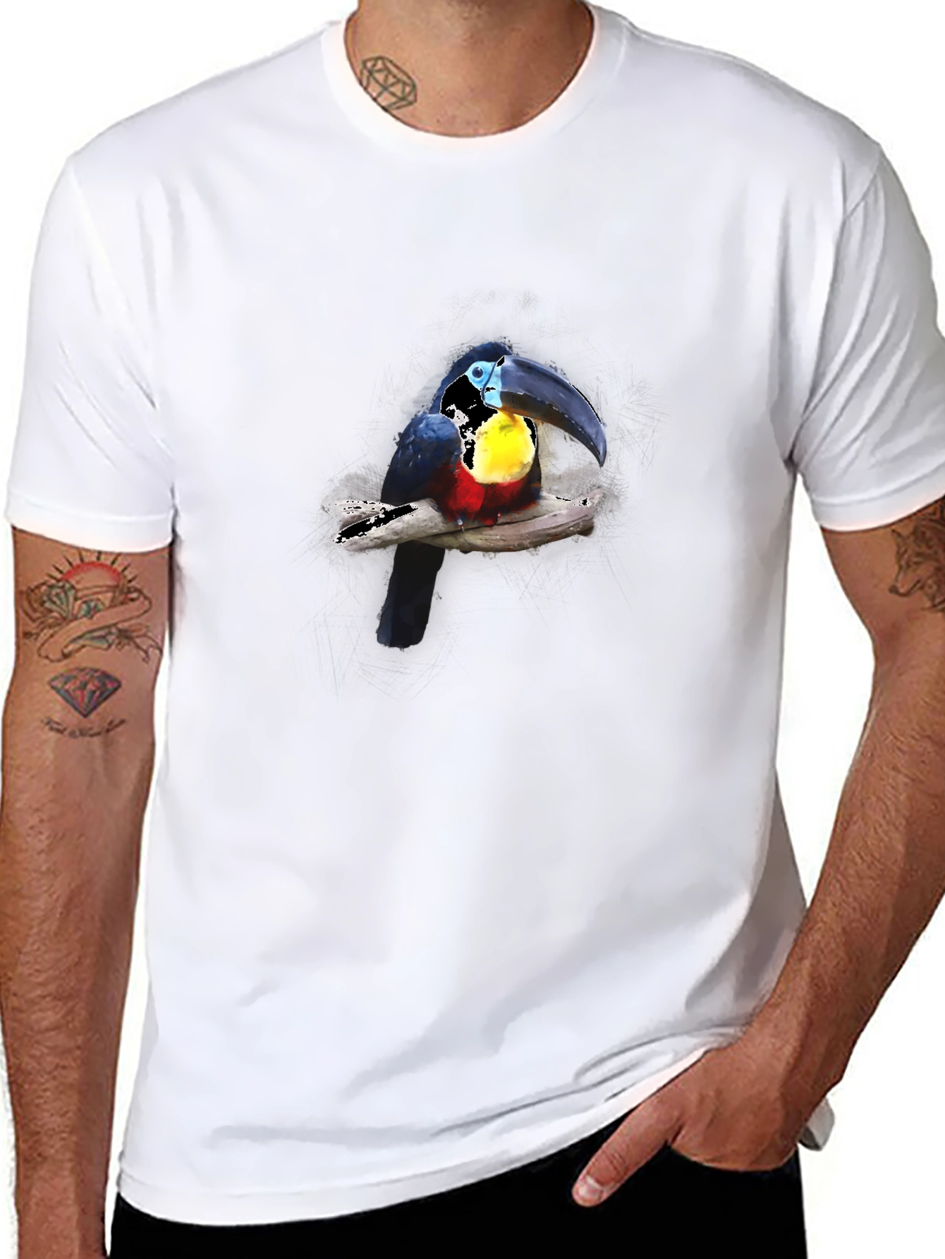 Toucan Print Black T-Shirt