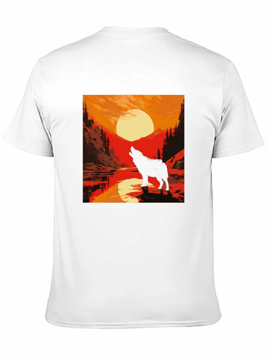 Wolf Howling at Sunset Graphic Tee - Black