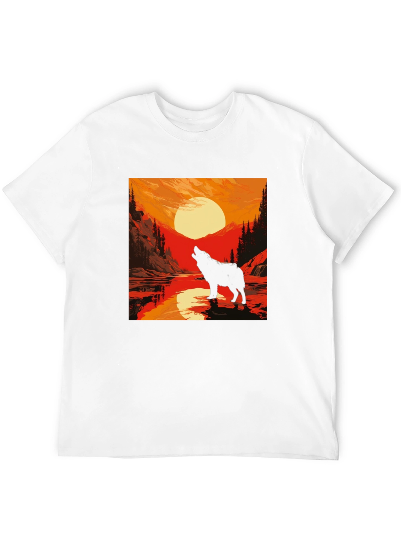 Wolf Howling at Sunset Graphic Tee - Black