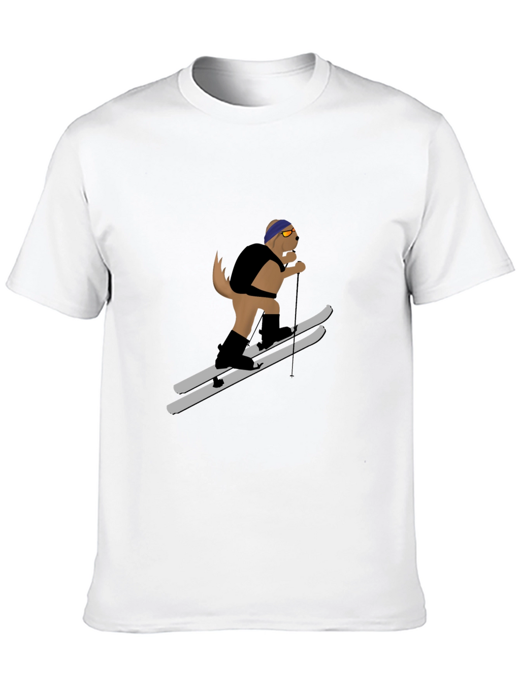 Skiing Dog Graphic Tee - Unisex Black T-Shirt