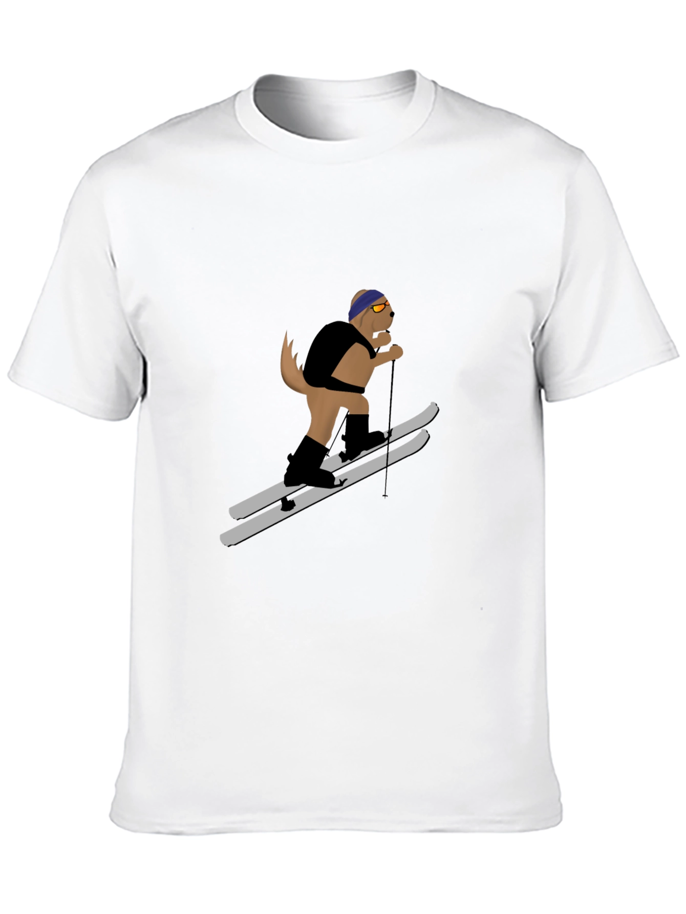 Skiing Dog Graphic Tee - Unisex Black T-Shirt