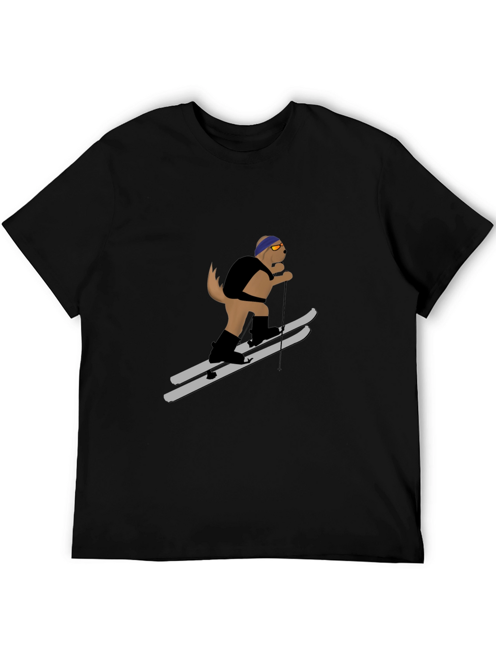 Skiing Dog Graphic Tee - Unisex Black T-Shirt