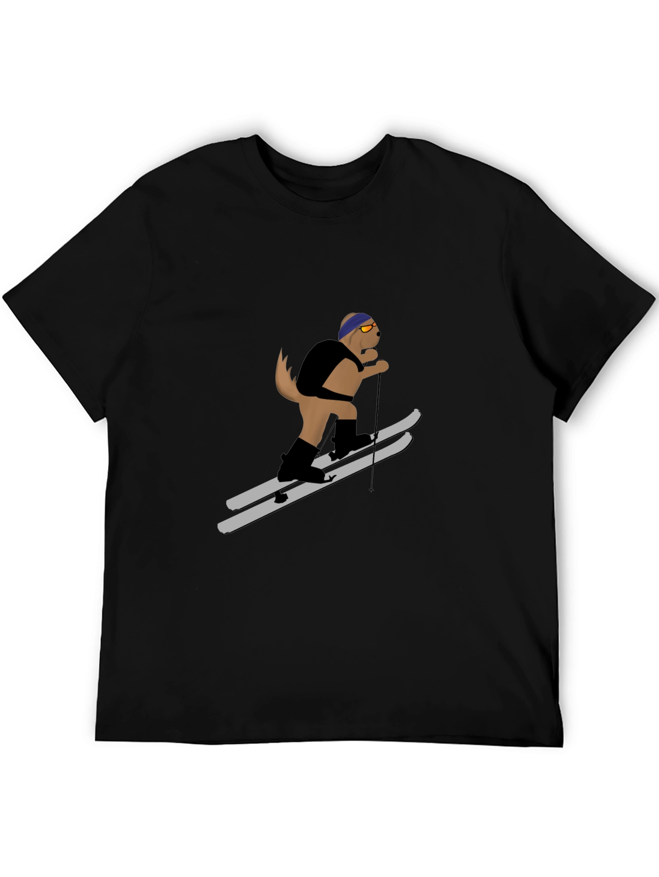 Skiing Dog Graphic Tee - Unisex Black T-Shirt