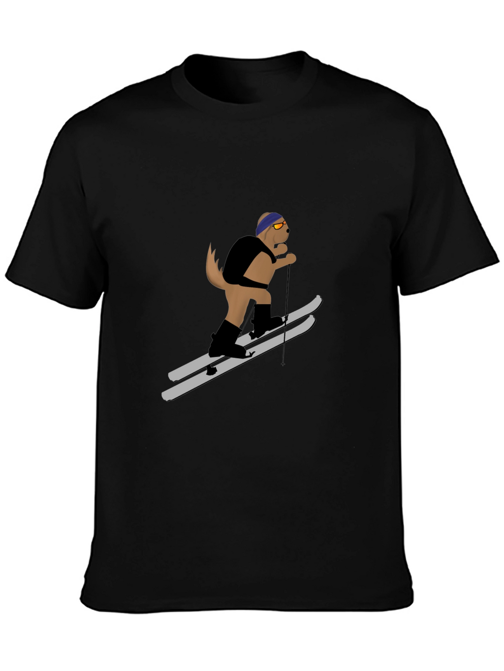Skiing Dog Graphic Tee - Unisex Black T-Shirt