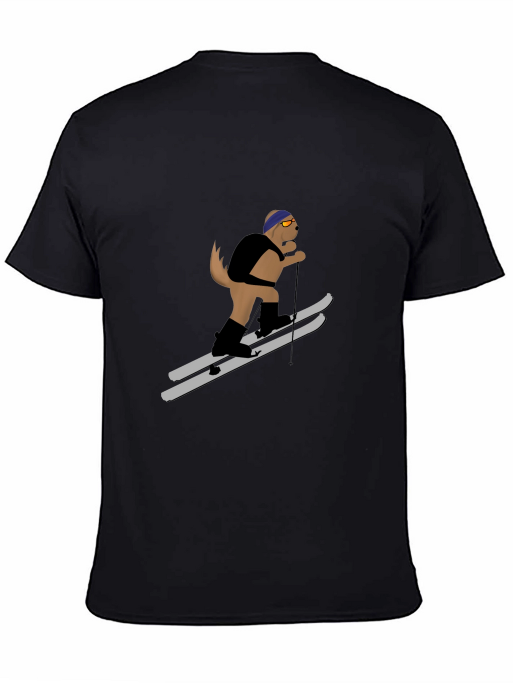 Skiing Dog Graphic Tee - Unisex Black T-Shirt