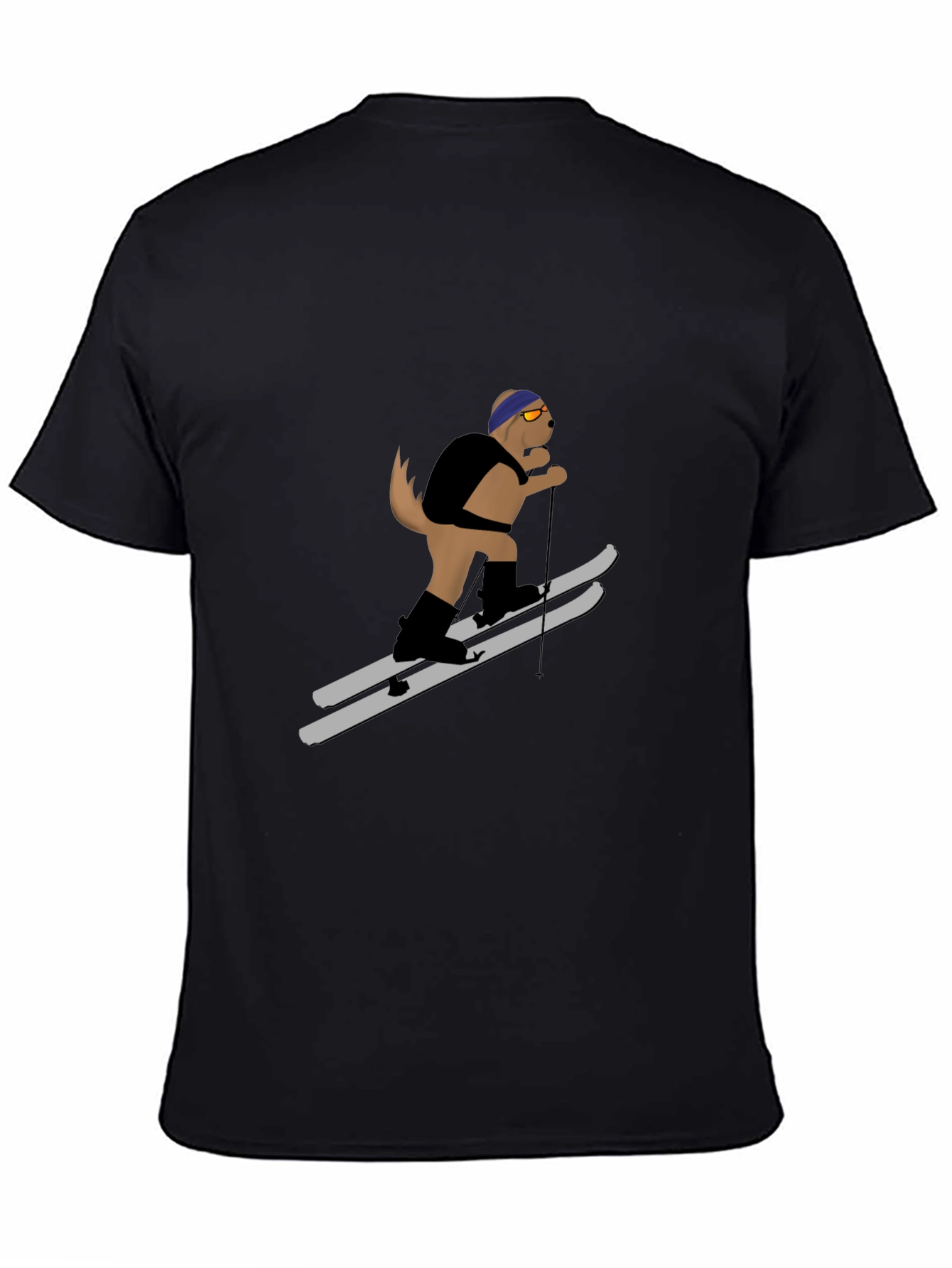 Skiing Dog Graphic Tee - Unisex Black T-Shirt