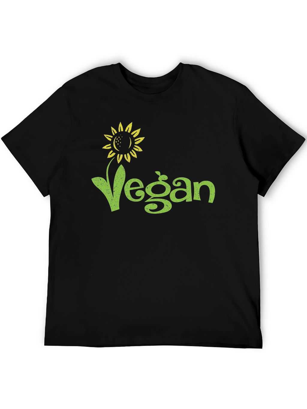 Vegan Sunflower Graphic Tee - Black Cotton T-Shirt