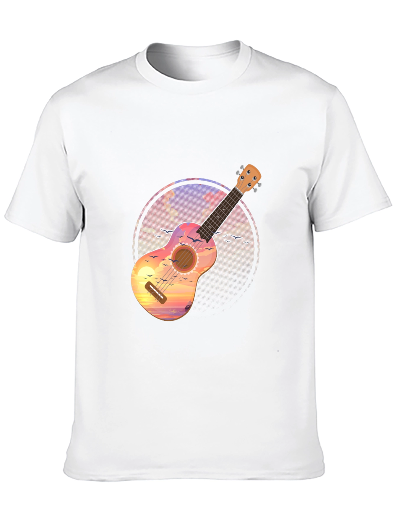 Ukulele Sunset Graphic Tee - Tropical Vibe