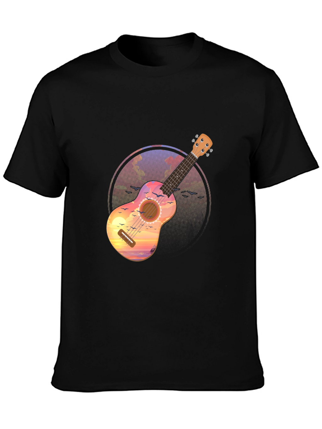 Ukulele Sunset Graphic Tee - Tropical Vibe