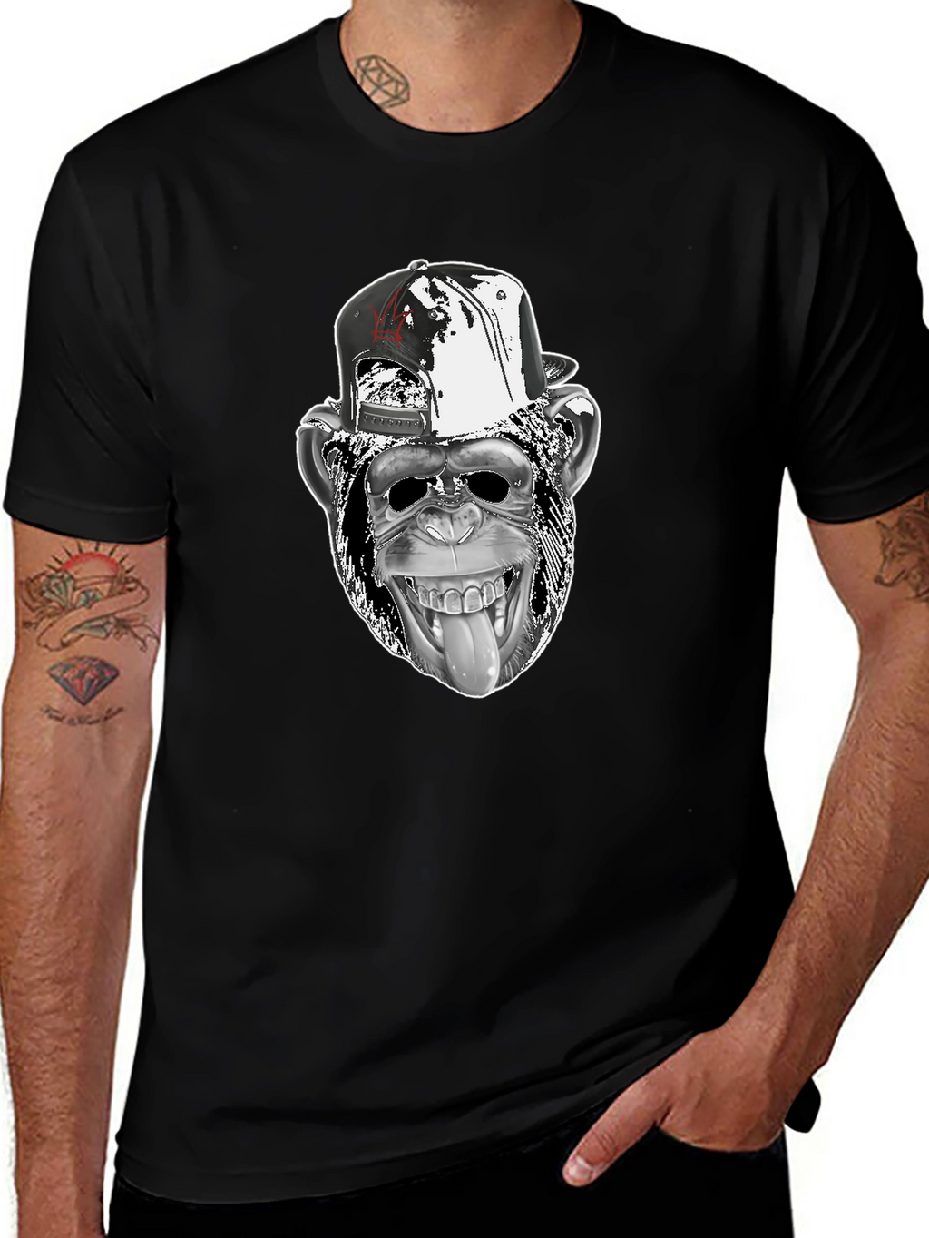 Cool Monkey Graphic Tee - Black Cotton T-Shirt