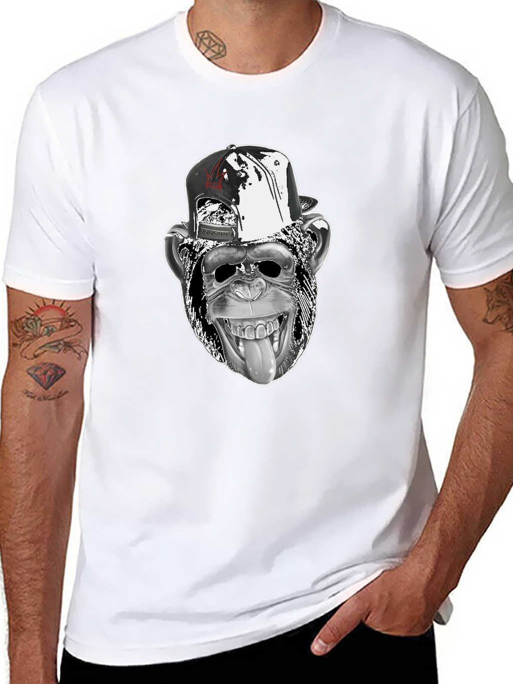 Cool Monkey Graphic Tee - Black Cotton T-Shirt