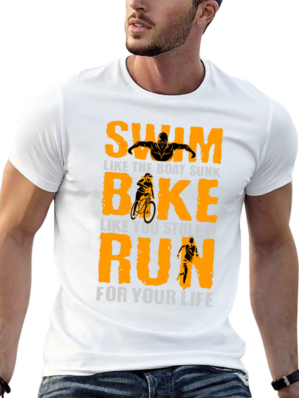 Swim Bike Run T-Shirt - Triathlon Motivation