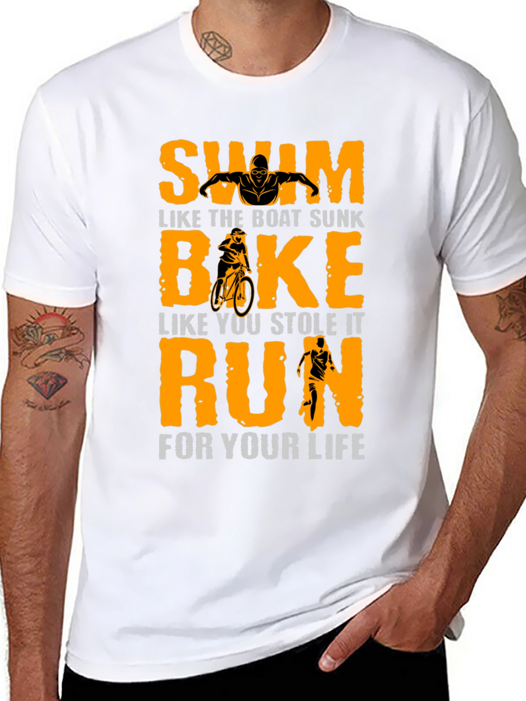 Swim Bike Run T-Shirt - Triathlon Motivation