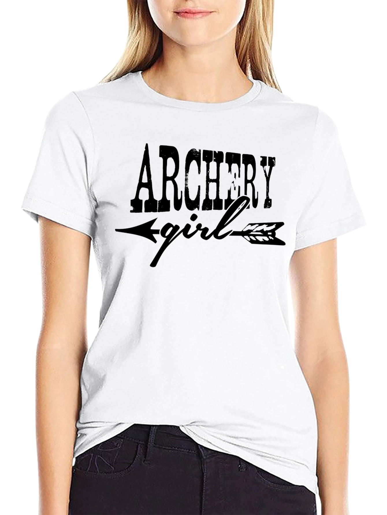 Archery Girl Graphic Tee - Trendy Black T-Shirt