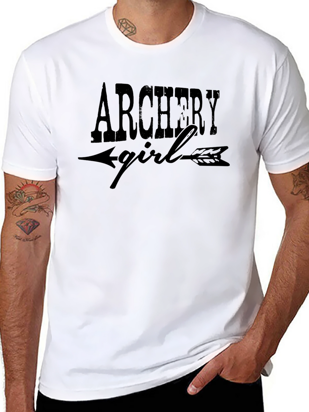 Archery Girl Graphic Tee - Trendy Black T-Shirt