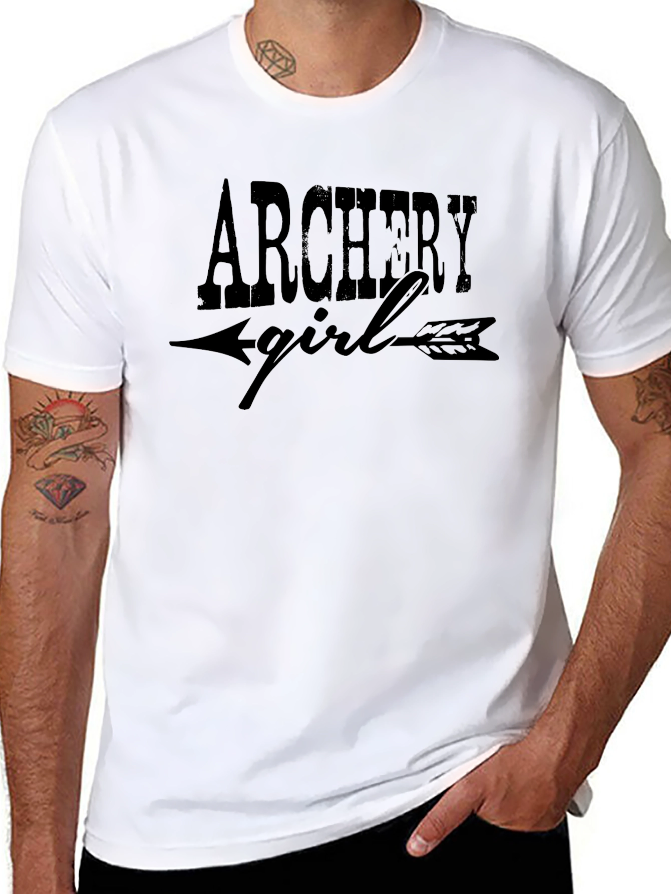 Archery Girl Graphic Tee - Trendy Black T-Shirt