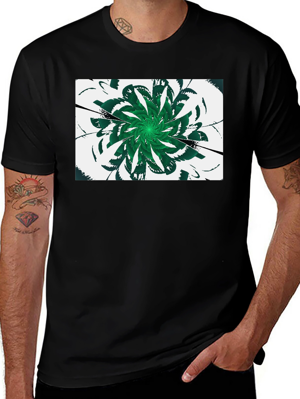 Emerald Swirl Graphic Tee - Modern Design