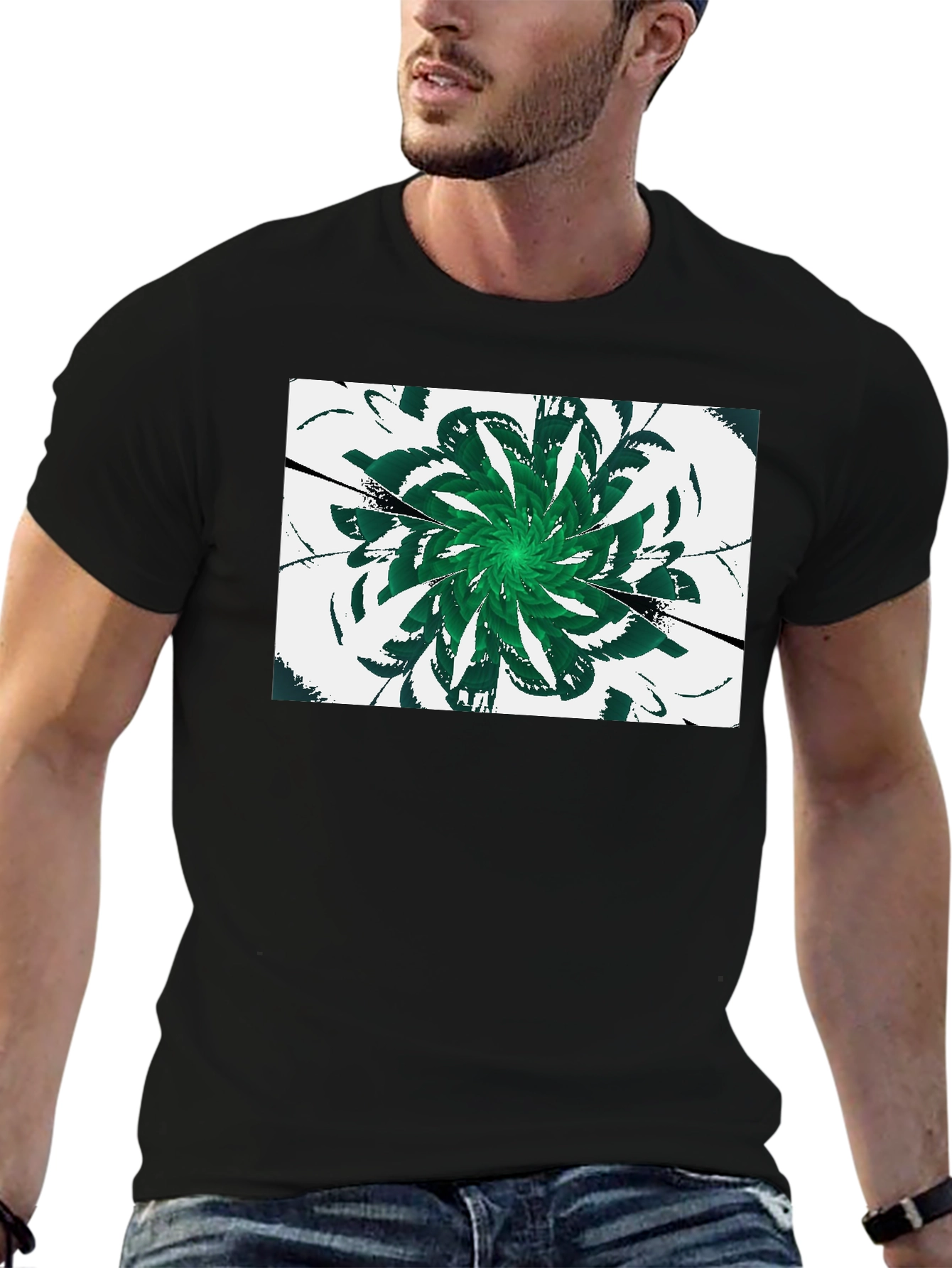 Emerald Swirl Graphic Tee - Modern Design