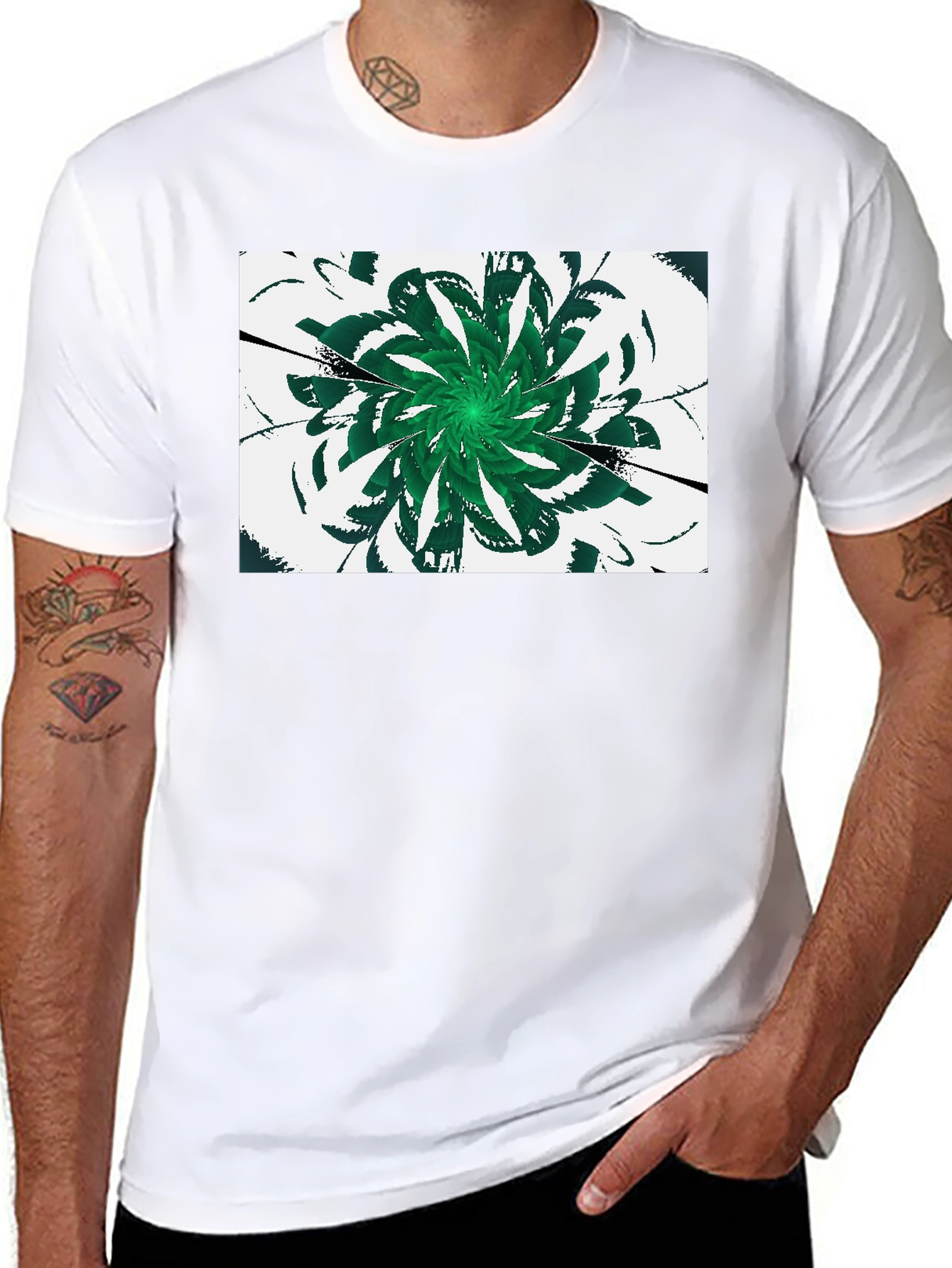 Emerald Swirl Graphic Tee - Modern Design