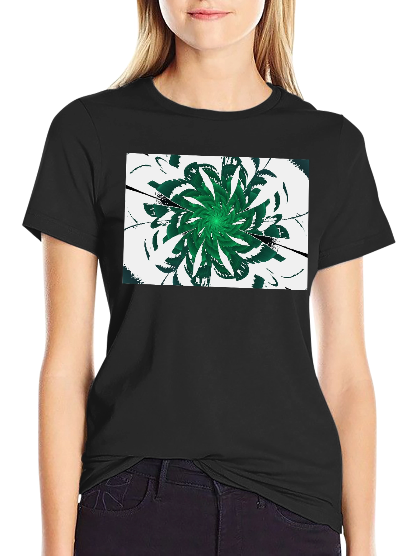 Emerald Swirl Graphic Tee - Modern Design