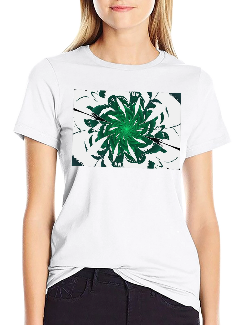 Emerald Swirl Graphic Tee - Modern Design