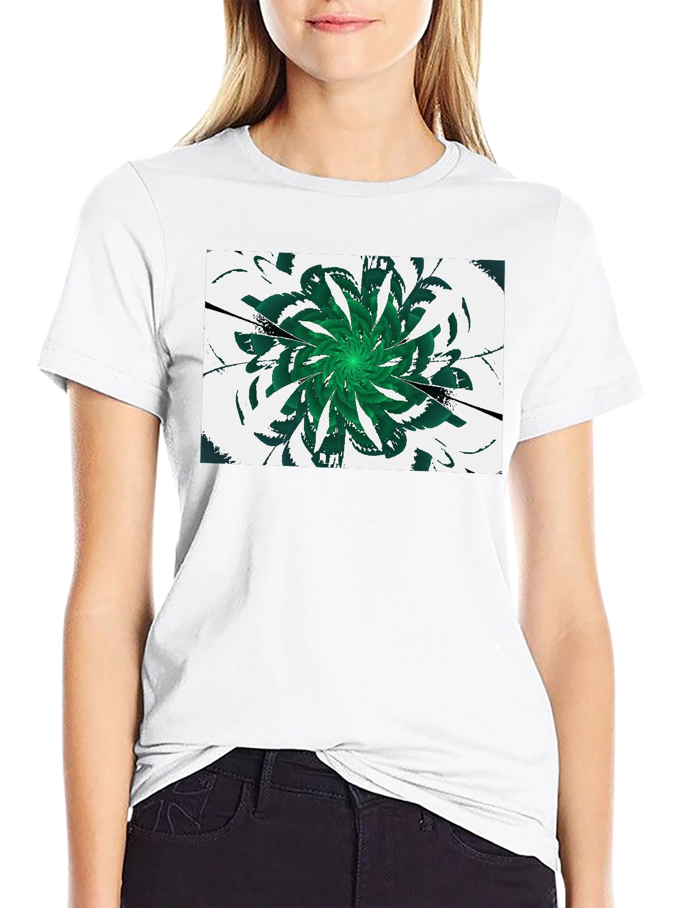 Emerald Swirl Graphic Tee - Modern Design