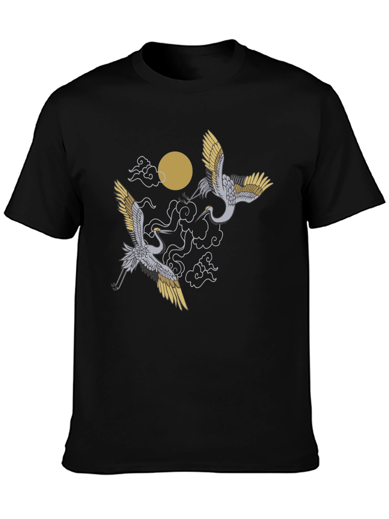 Crane Moon Black T-Shirt Graphic Tee