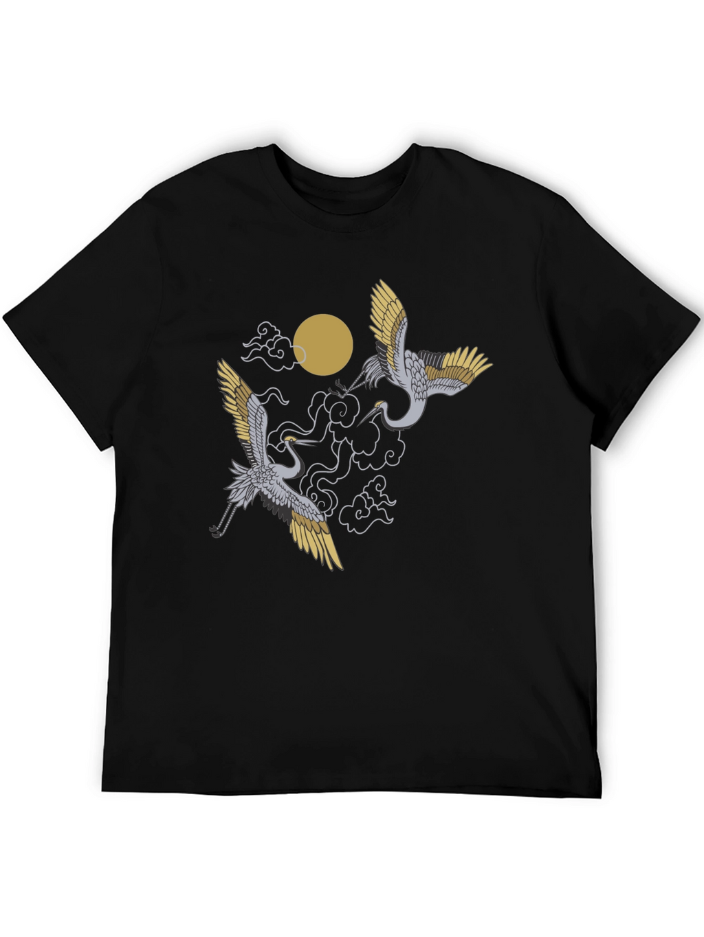 Crane Moon Black T-Shirt Graphic Tee