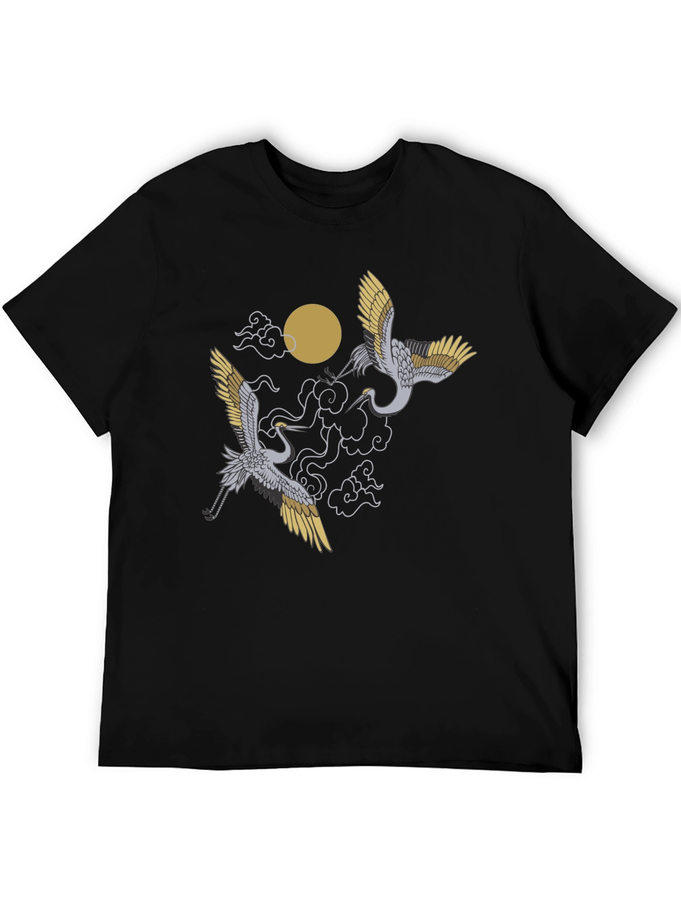 Crane Moon Black T-Shirt Graphic Tee