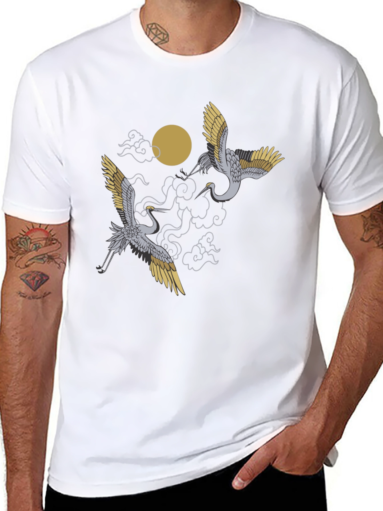 Crane Moon Black T-Shirt Graphic Tee