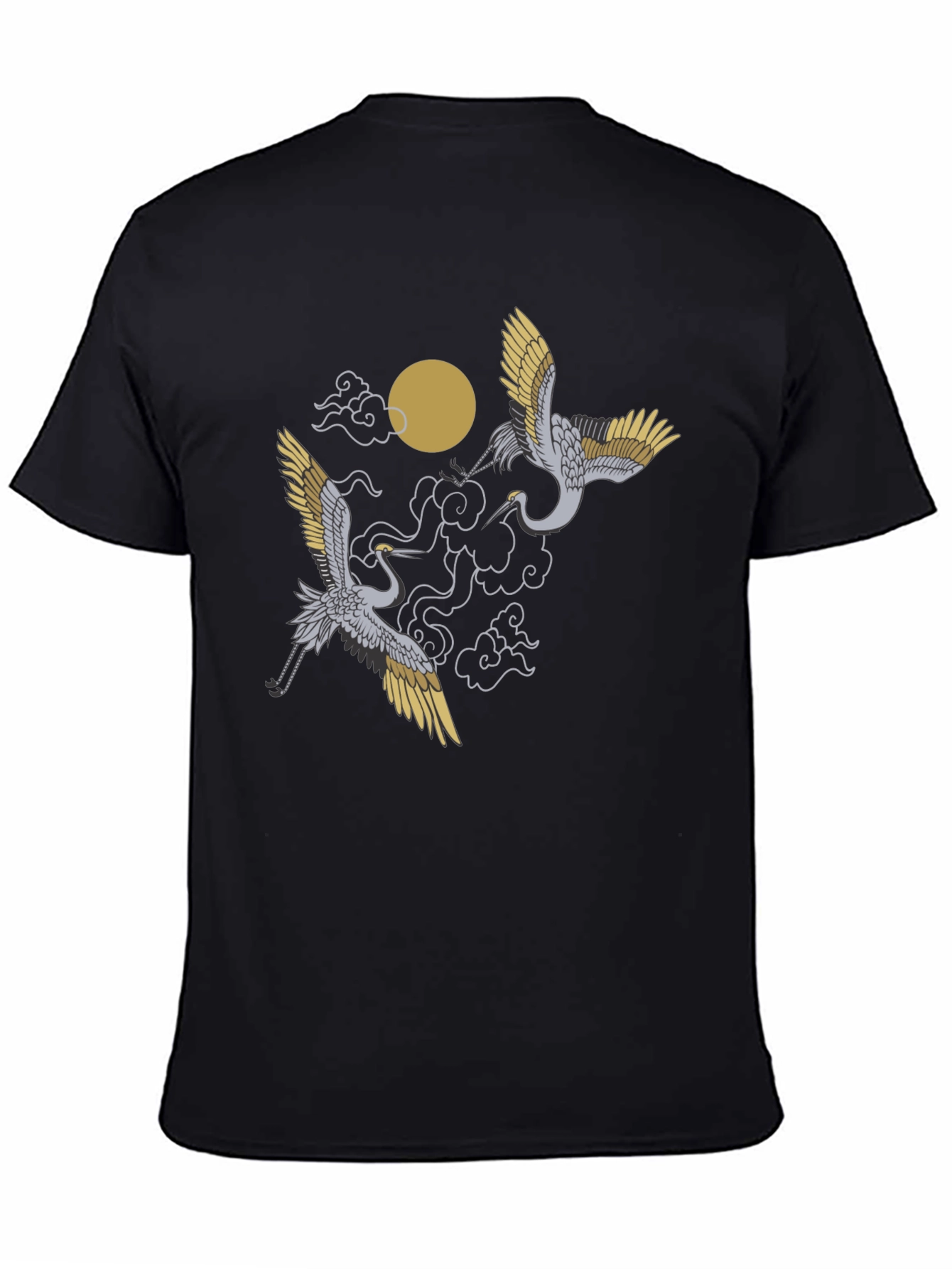 Crane Moon Black T-Shirt Graphic Tee