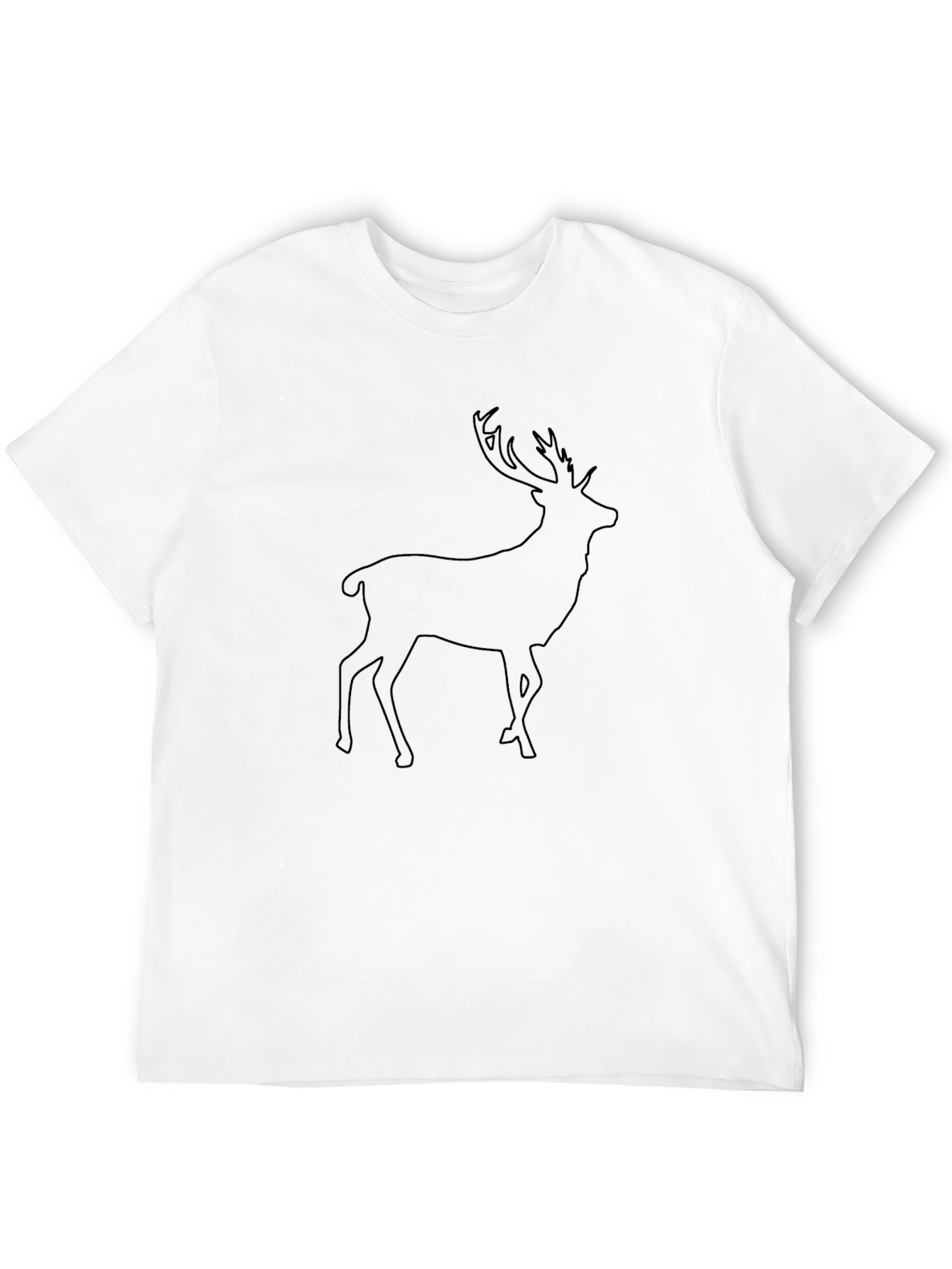 Mens Black Deer Outline Graphic Tee