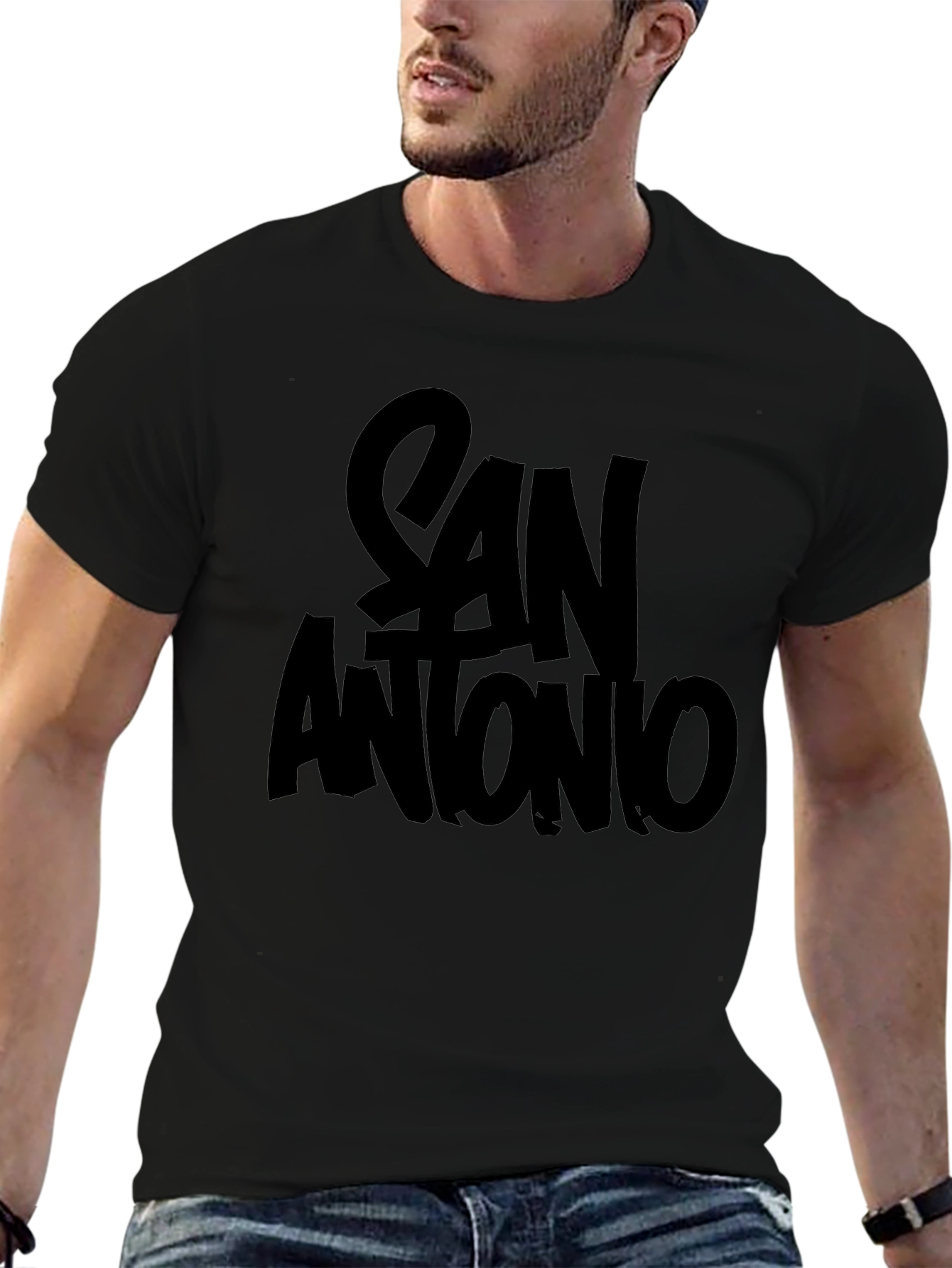 San Antonio Graphic T-Shirt - Black Crew Neck Tee