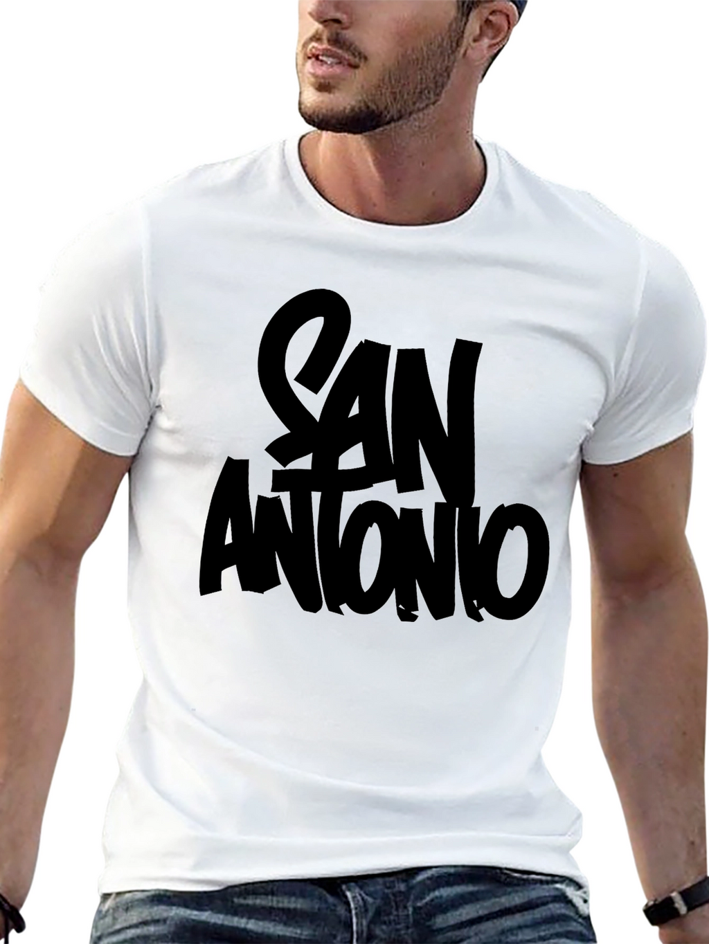 San Antonio Graphic T-Shirt - Black Crew Neck Tee