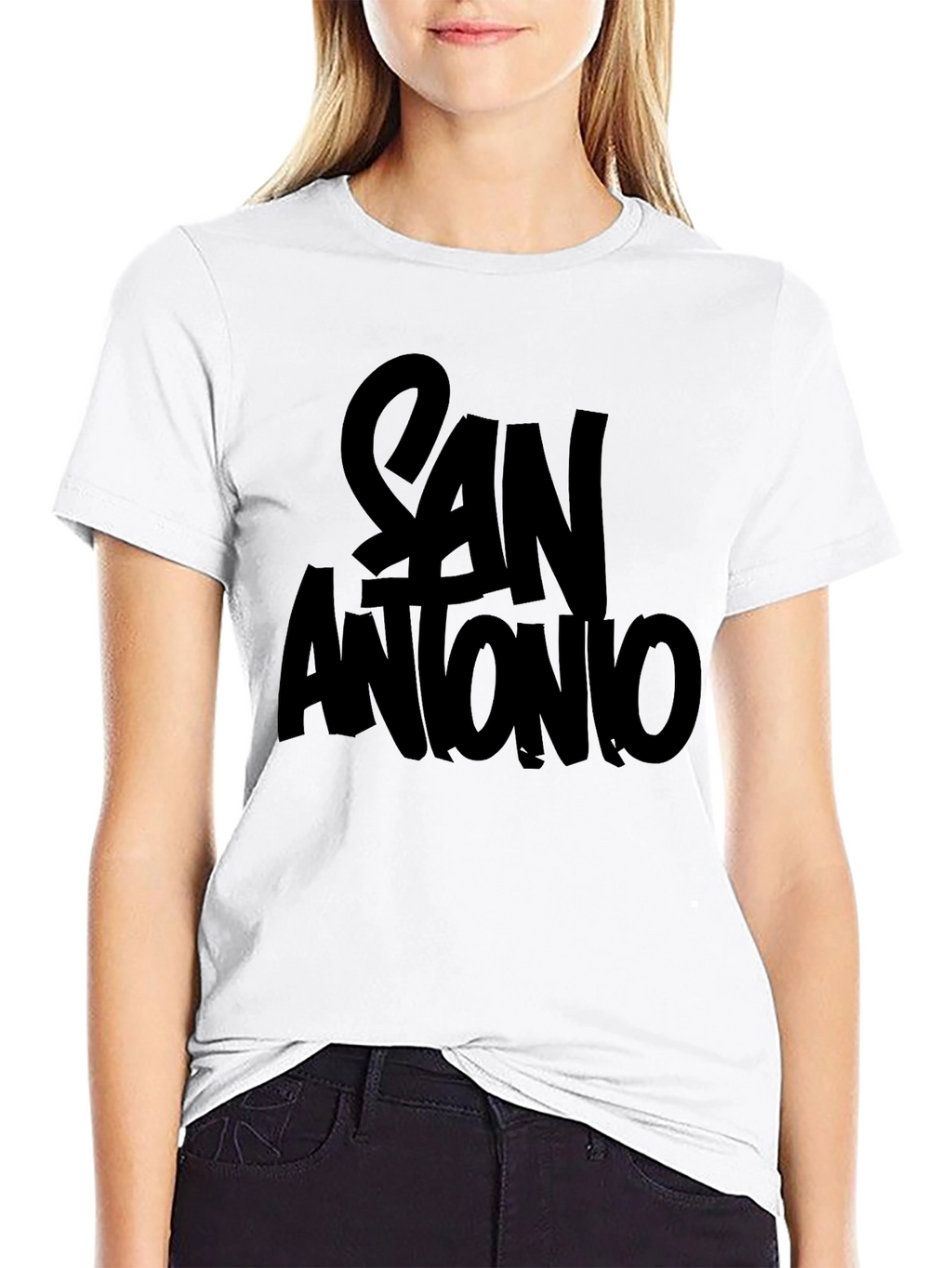 San Antonio Graphic T-Shirt - Black Crew Neck Tee