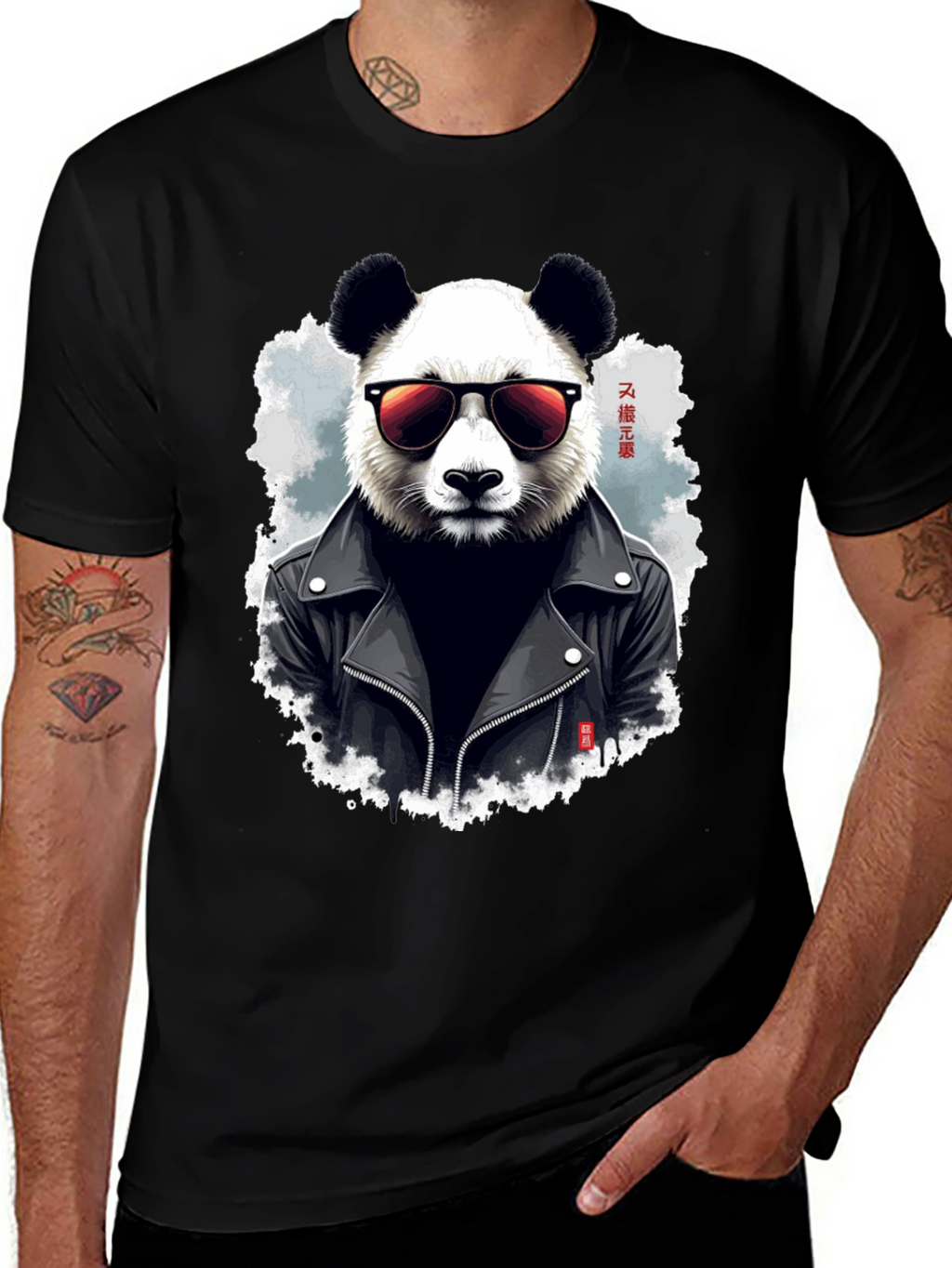 Cool Panda Biker T-Shirt